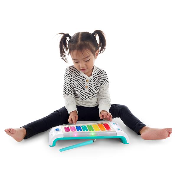 One of the five new Baby Einstein Hape wooden musical toys, Baby Einstein Hape Magic Touch Xylophone plays real instrument sounds with just a touch. It has 30+ melodies and sounds with colored lights and keys to encourage color learning.