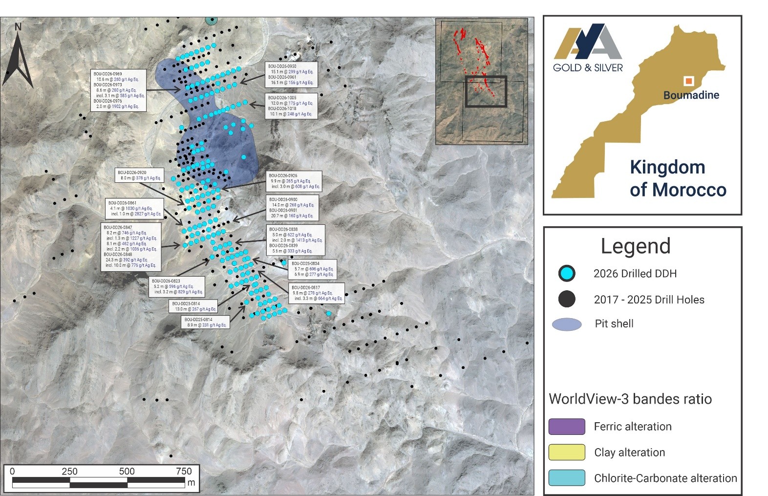 Surface Plan of Boumadine South Zone with New DDH Results