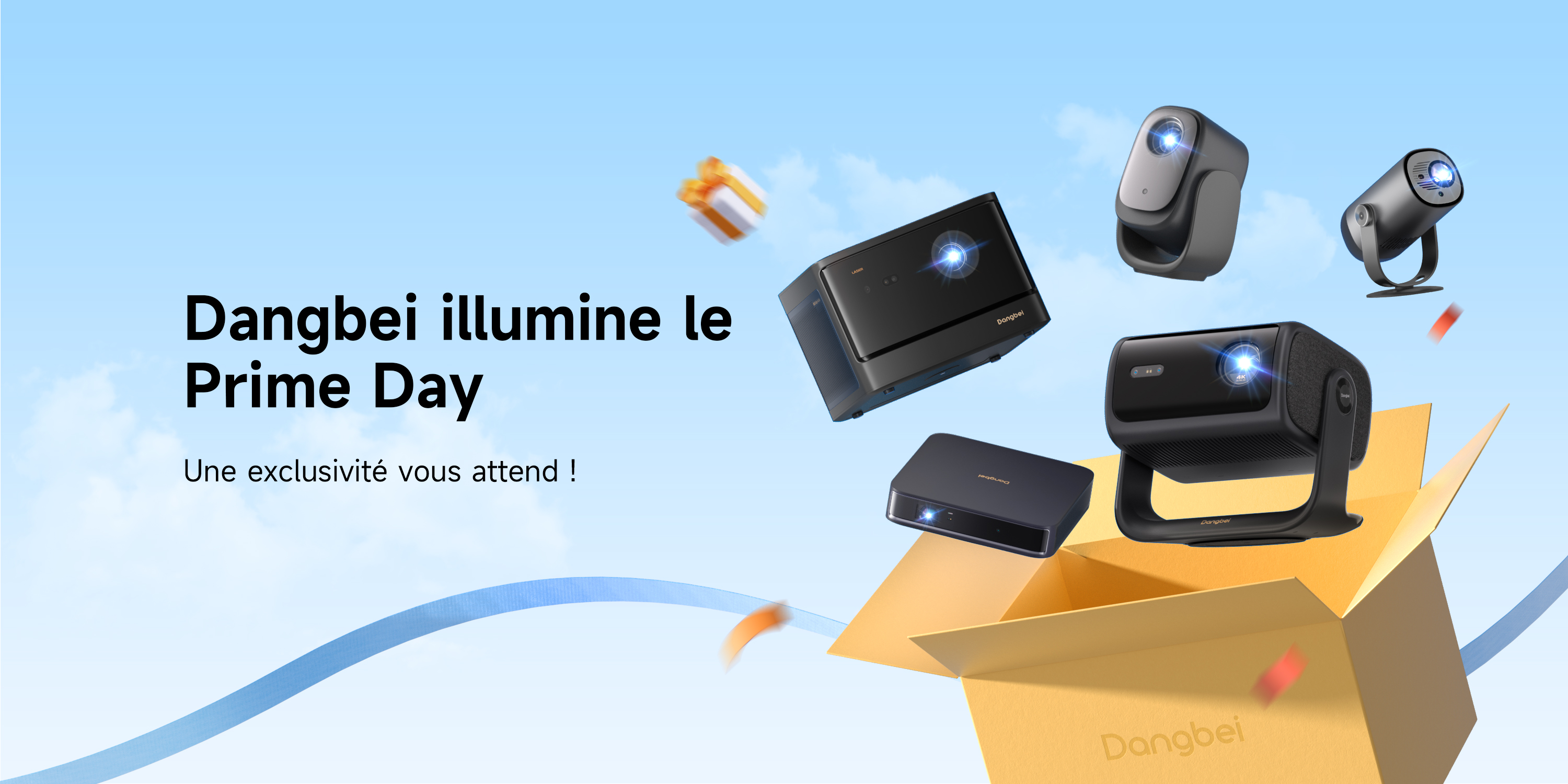 Visuel Prime Day de Dangbei avec projecteurs intelligents.