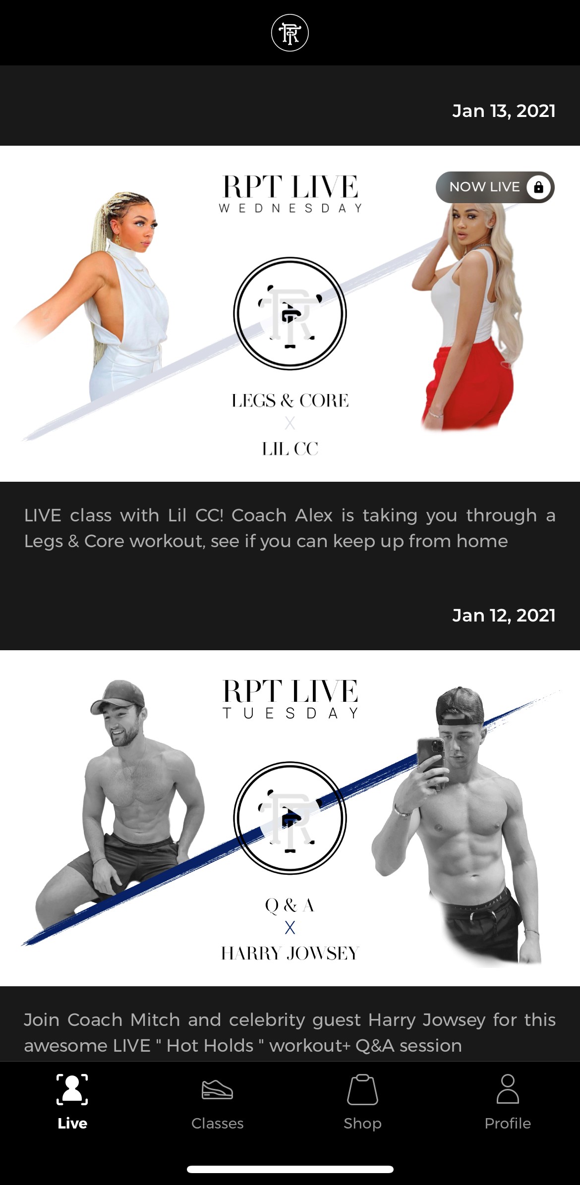 The RPT team has developed and is deploying a key Influencer program that engages strategic influencers in fitness to promote RPT Live.