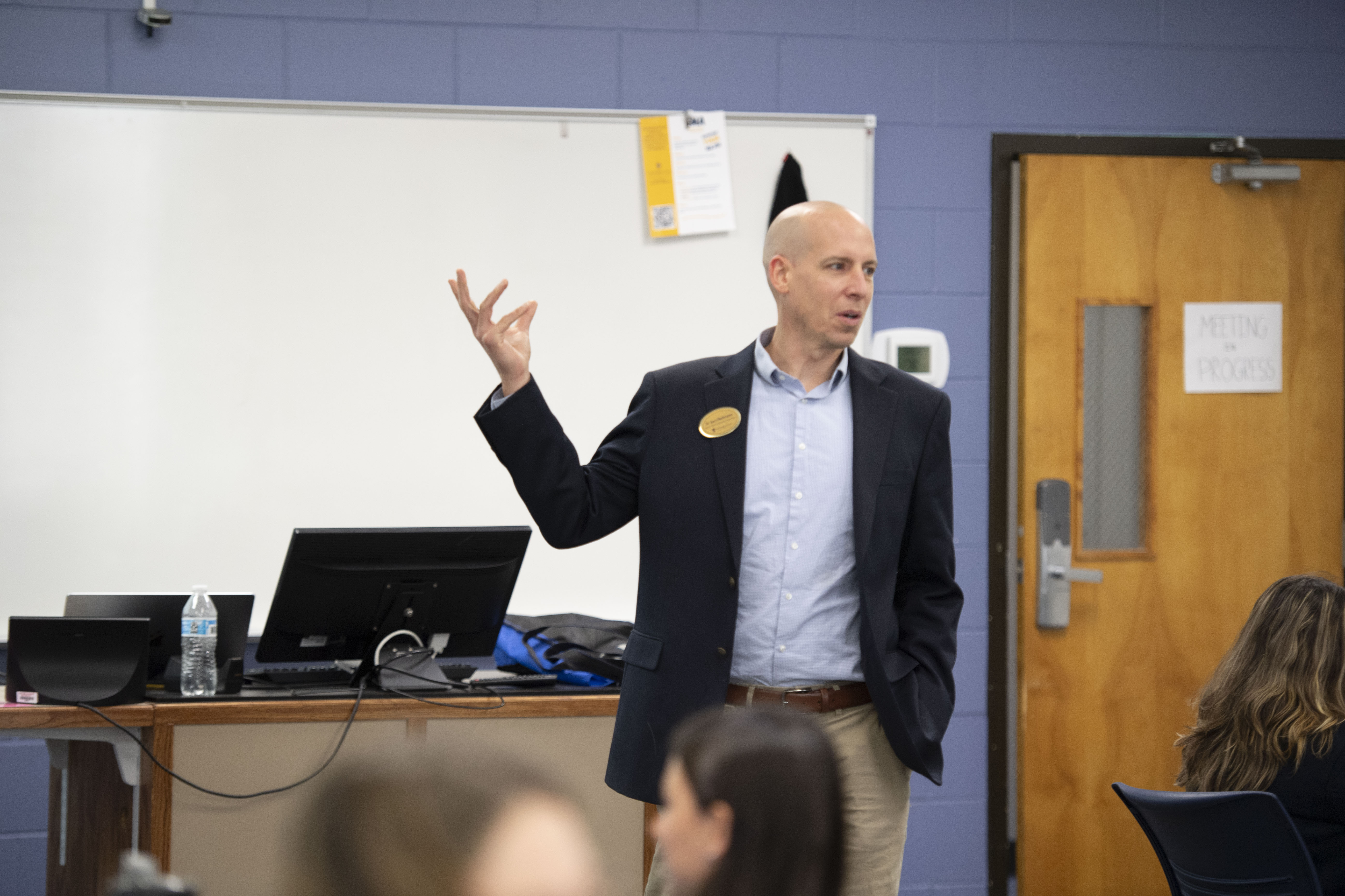 Dr. Kary Oberbrunner, a professor in the Robert W. Plaster School of Business at Cedarville University in Ohio, speaks to one of his classes about protecting intellectual property. Dr. Oberbrunner is a Wall Street Journal and USA Today Best-Selling author.