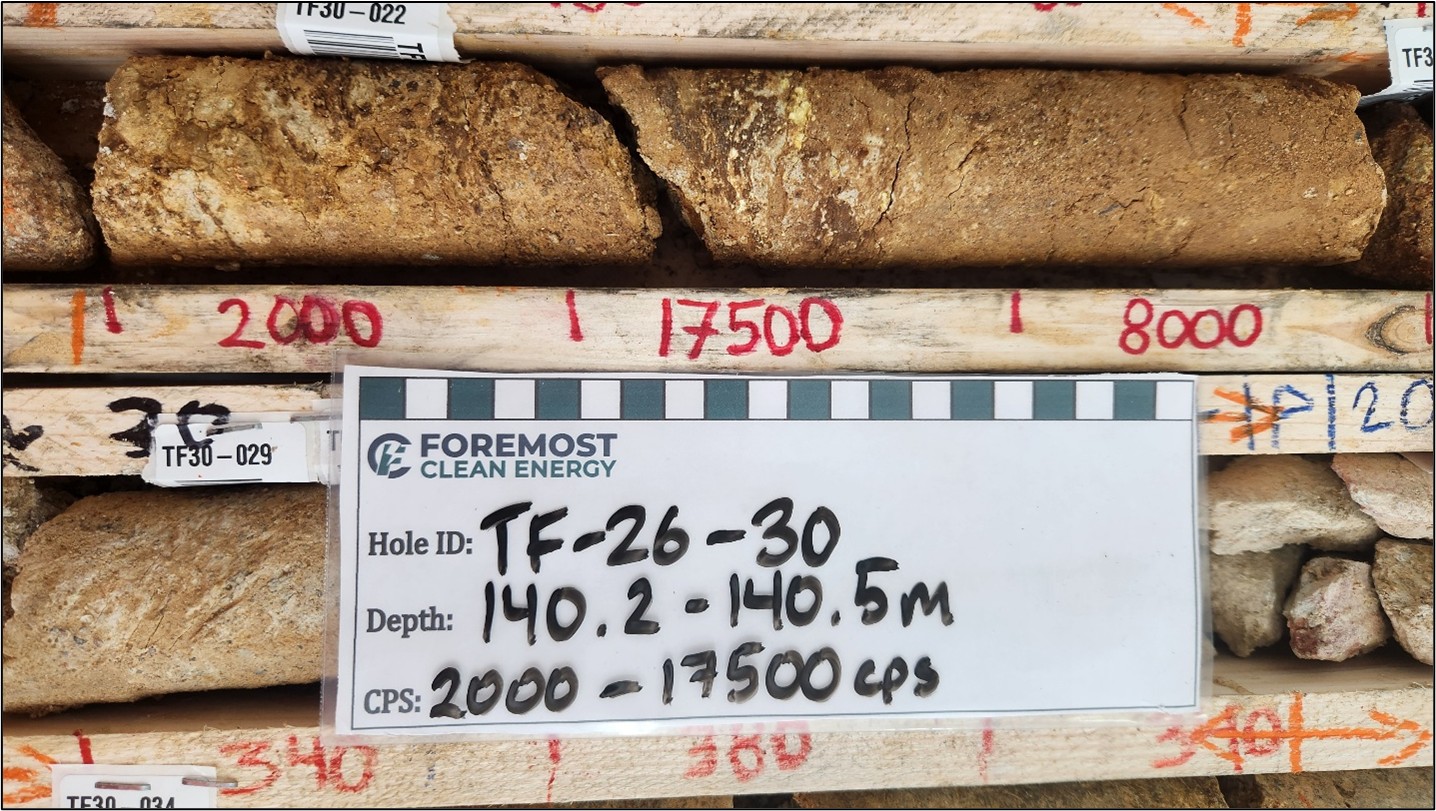 Figure 3. TF-26-30 Uranium Mineralization in Drill Core
