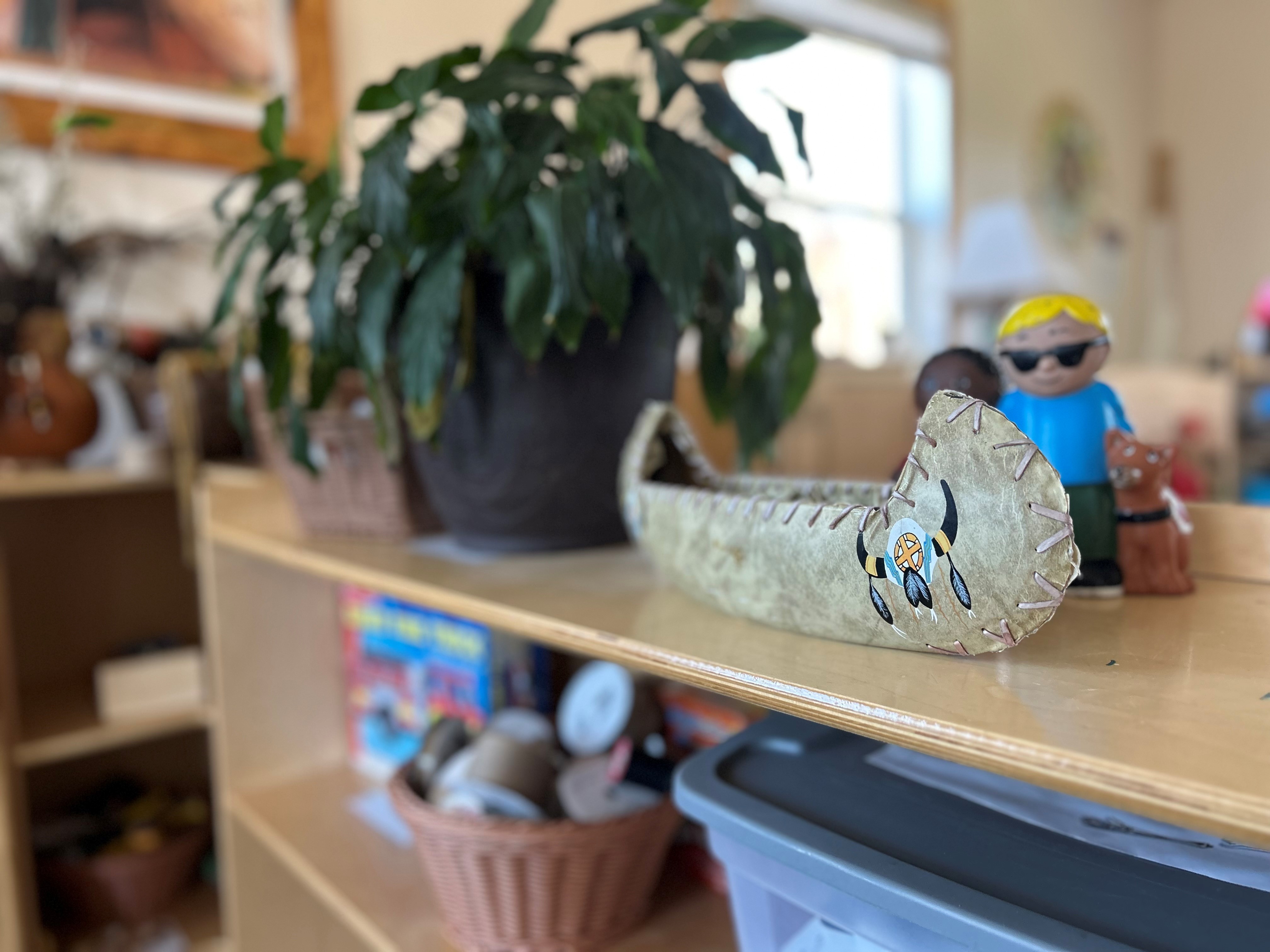 Close up of cultural items in a classroom