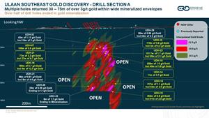 Multiple holes returned 30 – 75m of over 3g/t gold within wide mineralized envelopesOver half of drill holes ended in gold mineralization