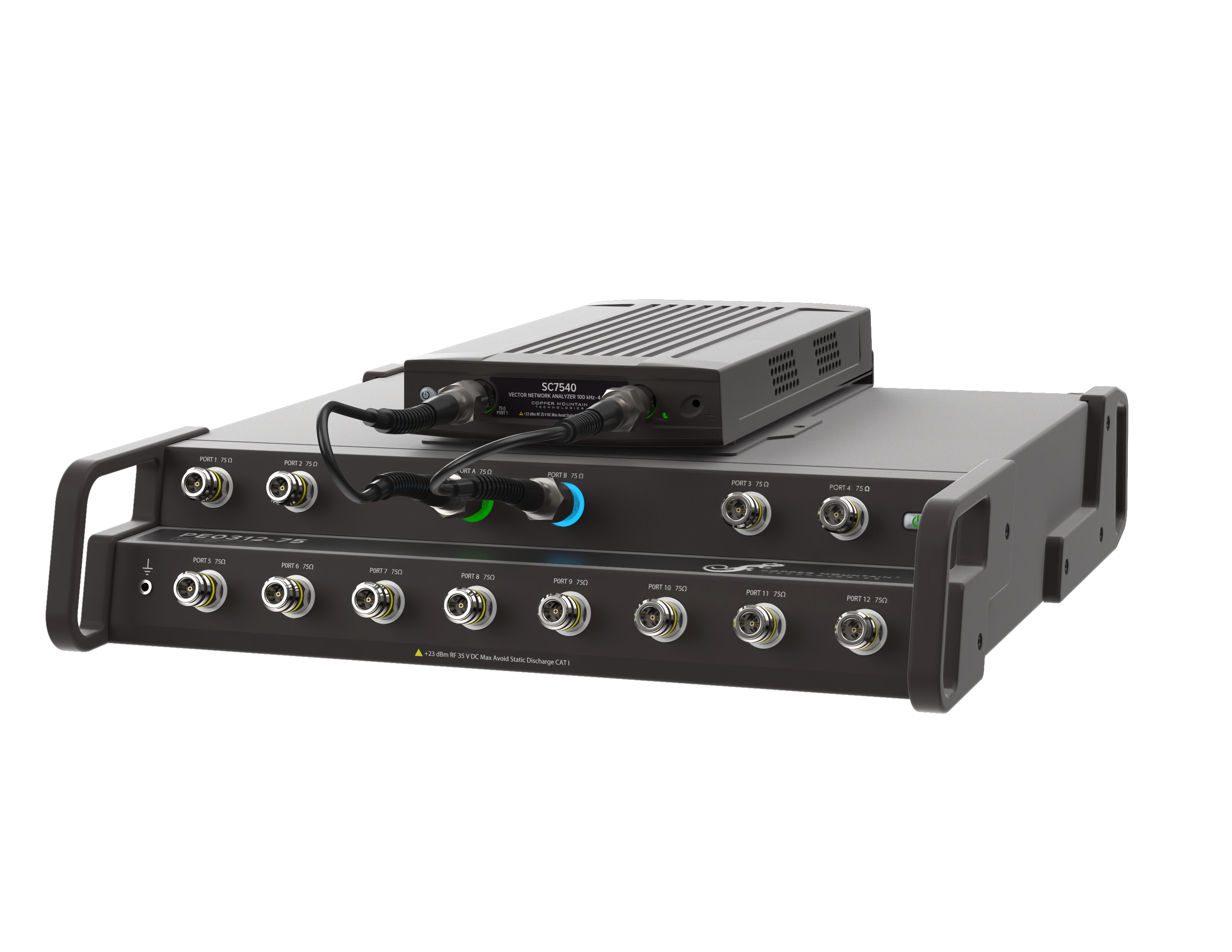 S-Parameter measurements on a native 75 Ohm VNA with multiport extension https://coppermountaintech.com/vna/pe0312-75-port-extender-for-75-ohm-vnas/