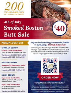 200 Club Boston Butt fundraiser flyer