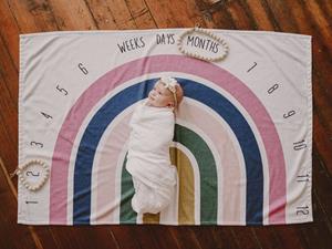 Rainbow Monthly Milestone Blanket from the new collection