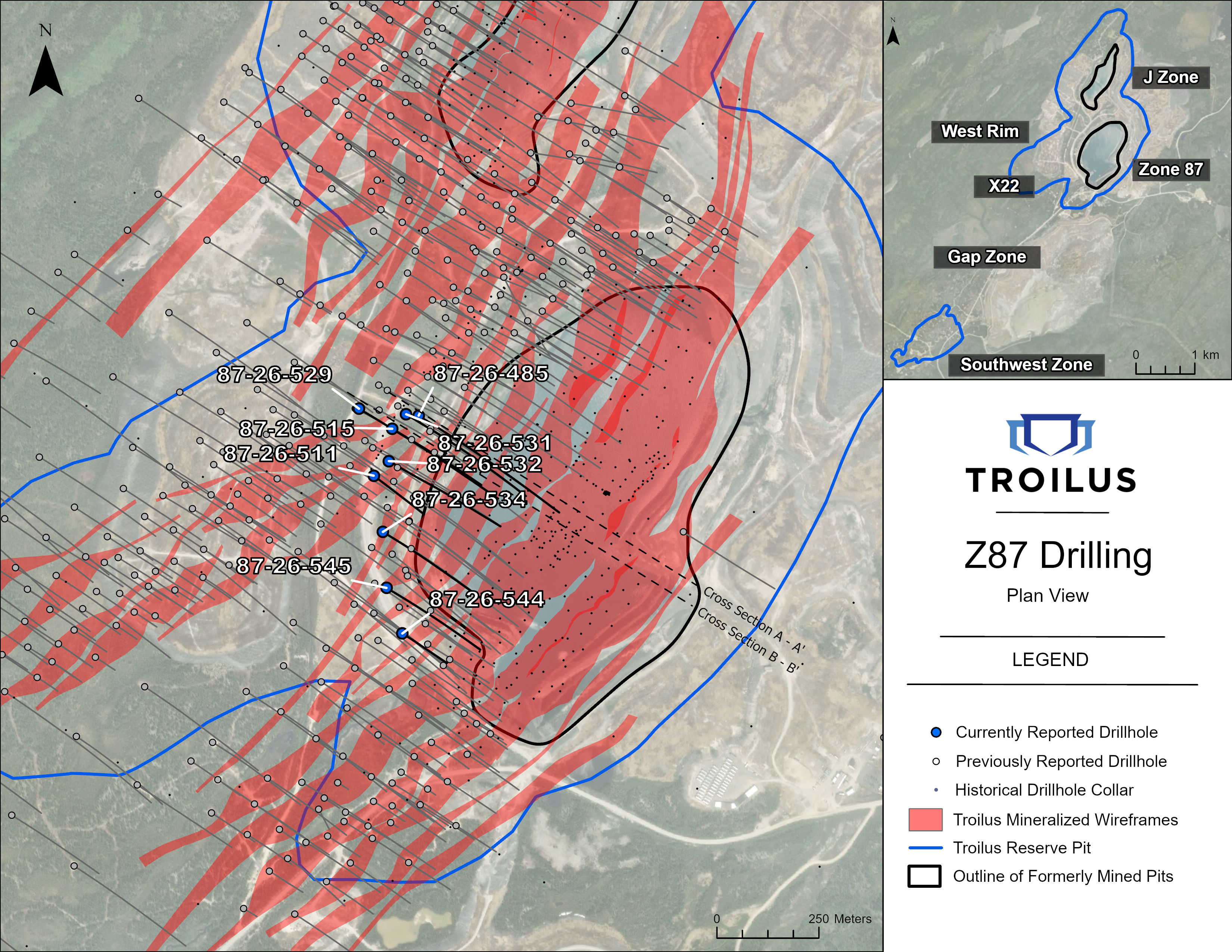 Troilus Drills 3.38 g/t AuEq Over 22 m Within 129.05 m at 0.95 g/t AuEq from Inferred Target in the Z87 Reserve Pit