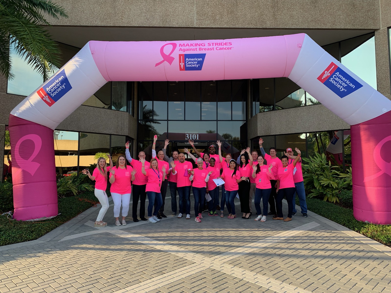 Ultimate Medical Academy (UMA) team members kick off their annual "Making Strides Against Breast Cancer" initiatives in front the institution's online campus headquarters in Tampa, Fla. The non-profit healthcare education institution built the nation's largest team of participants with more than 1,150 people walking in the American Cancer Society's 2019 event. 