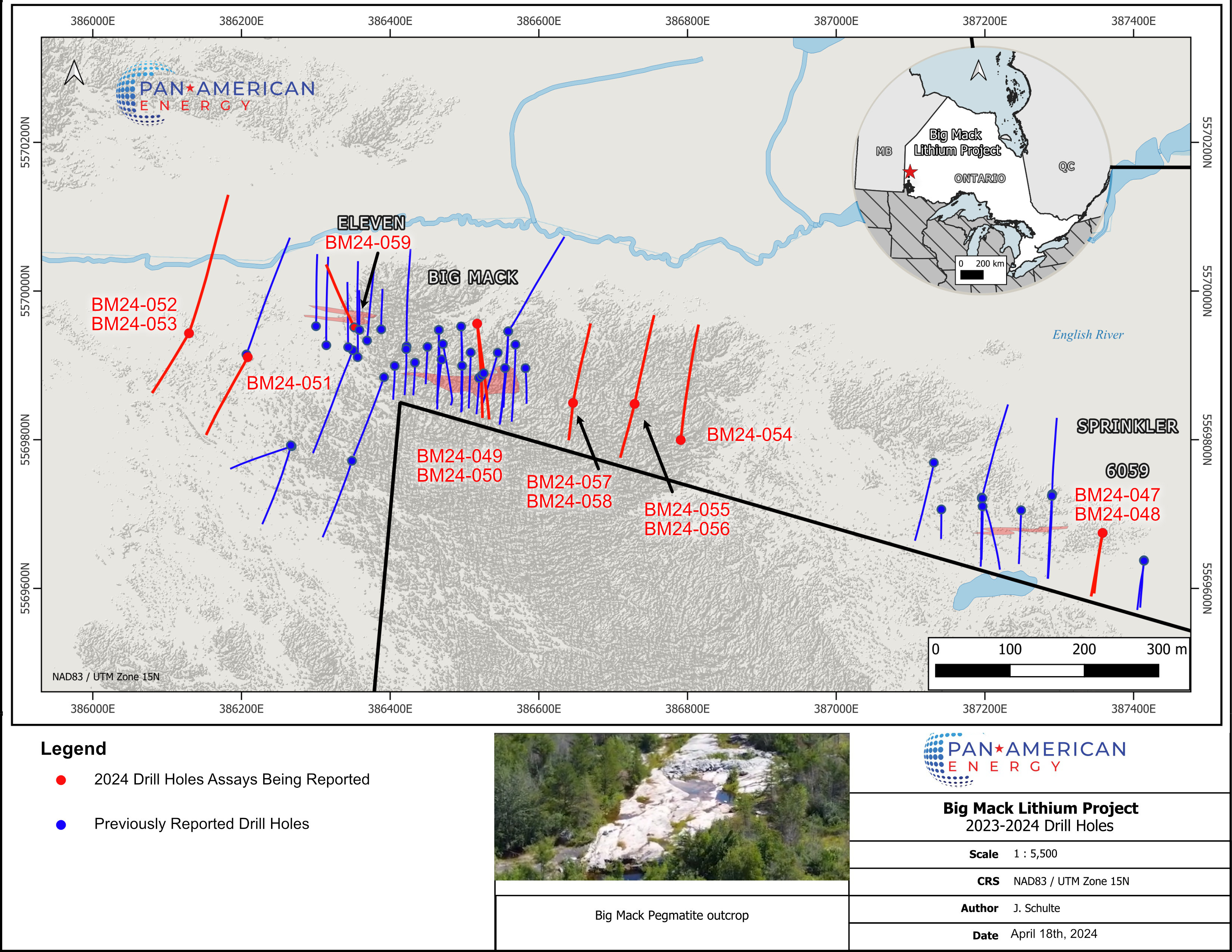 Drill Holes Map for 2023 and 2024 Drill Programs