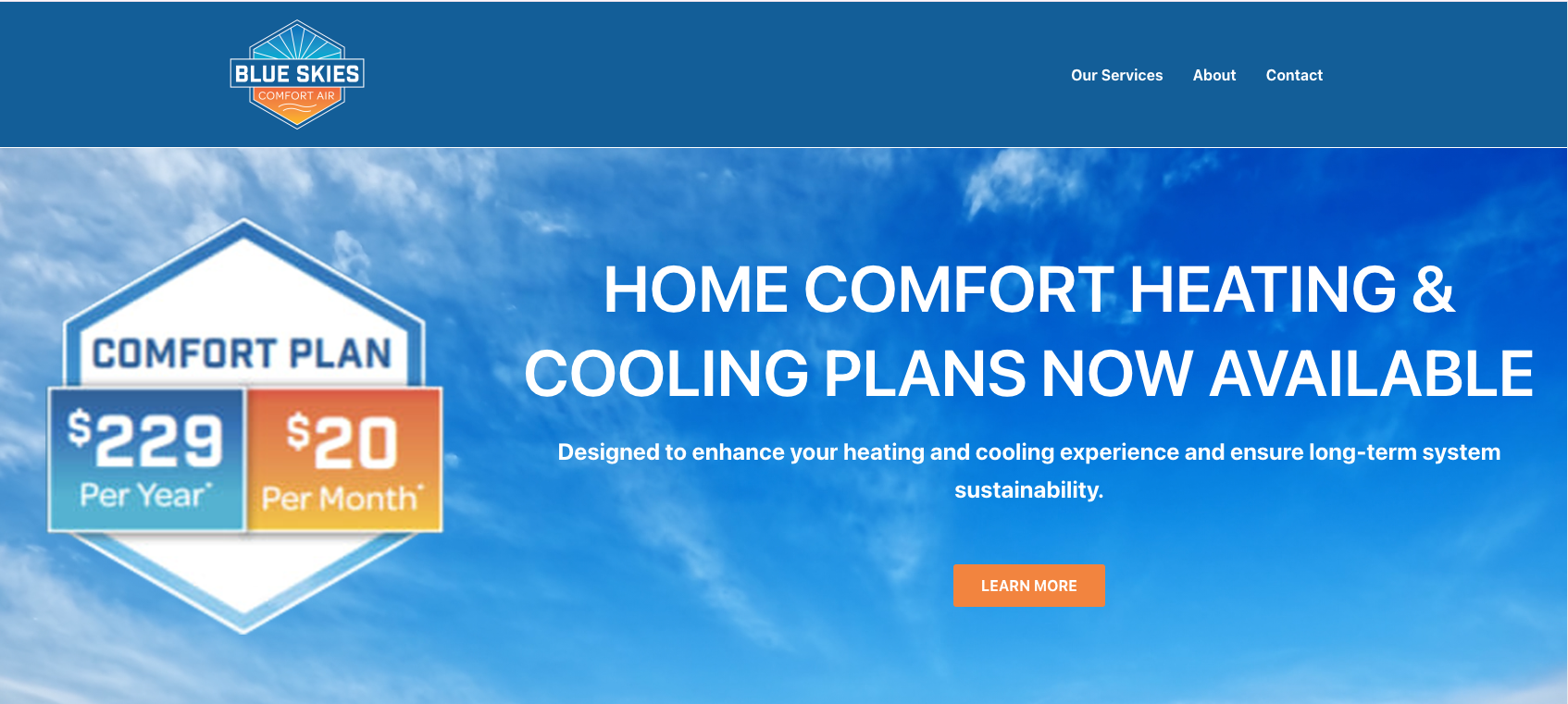 Newly launched Blue Skies Comfort Air website 