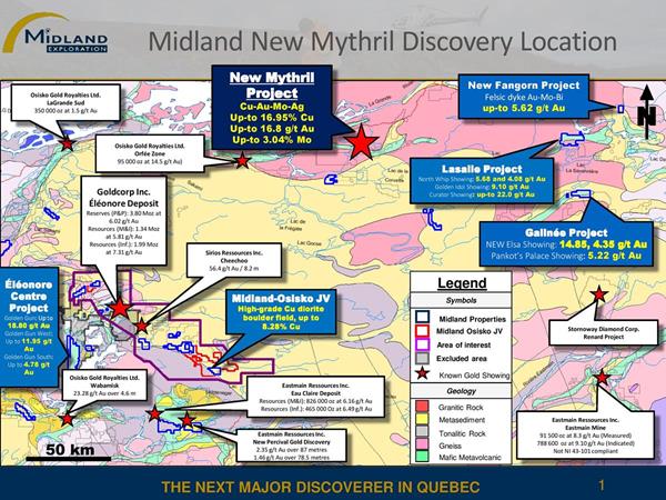 Localisation de la nouvelle découverte Mythril de Midland