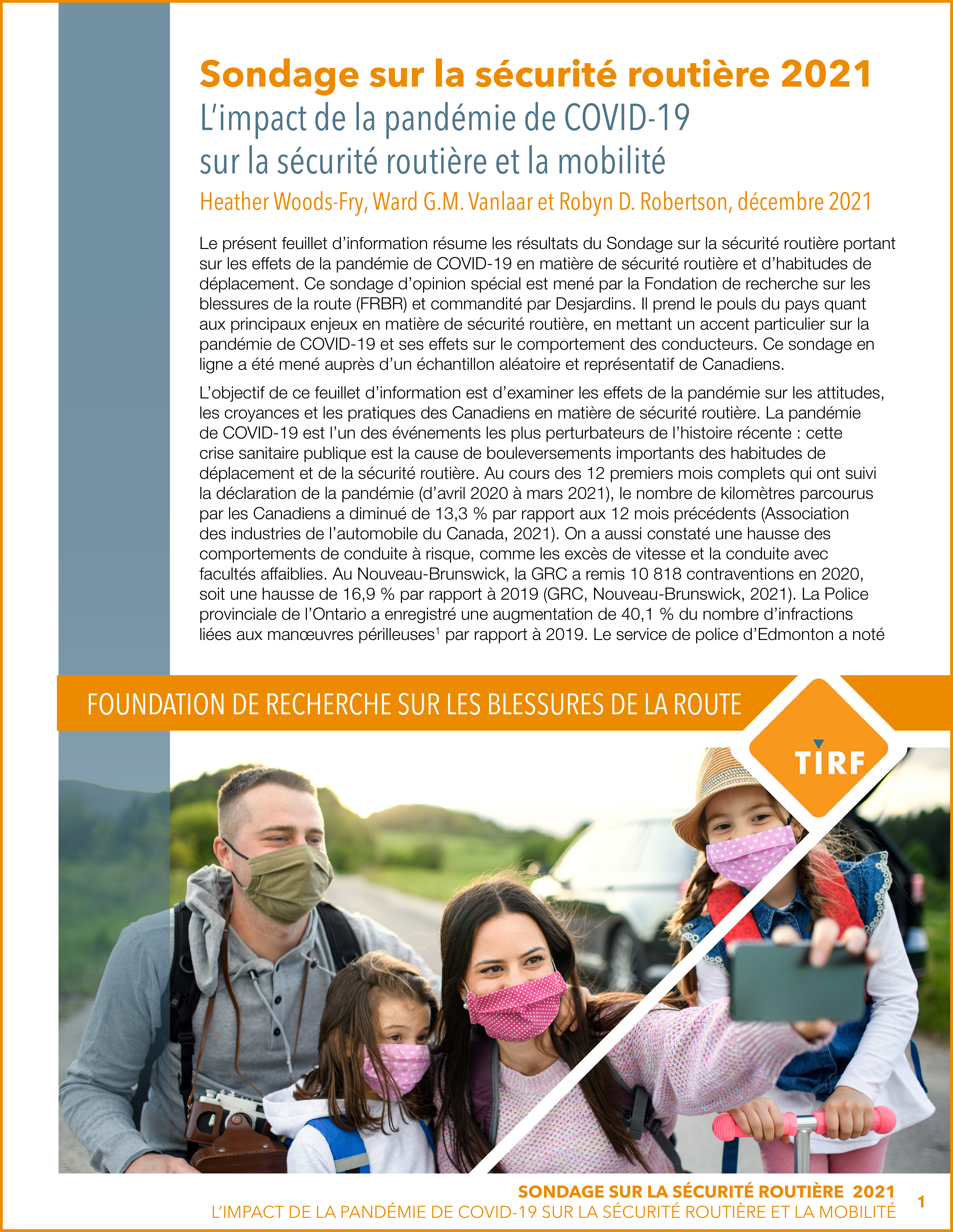 Sondage sur la sécurité routière 2021 | L’impact de la pandémie de COVID-19 sur la sécurité routière et la mobilité