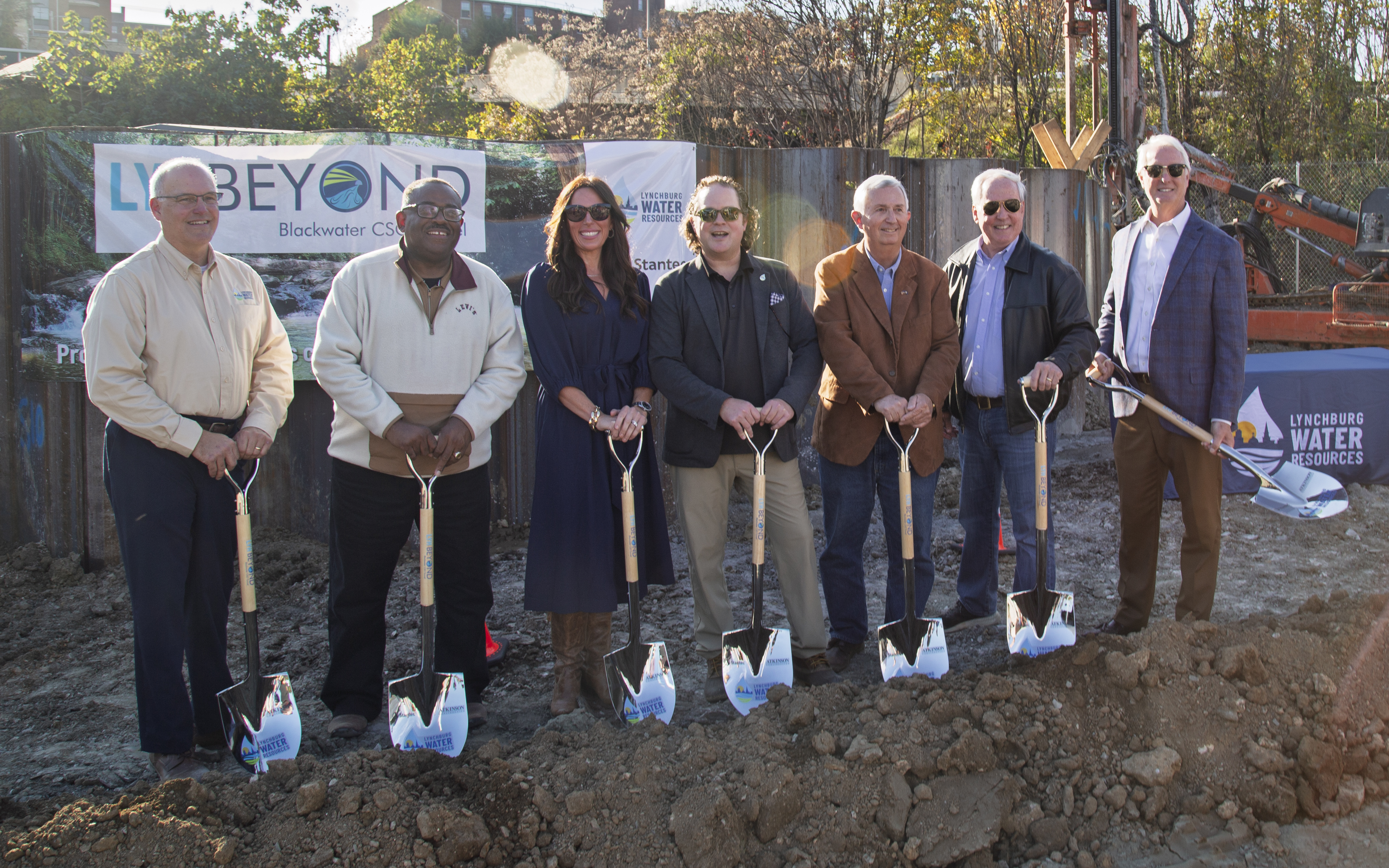 Lynchburg officials gather to celebrate the groundbreaking of the Blackwater CSO Tunnel. Photo courtesy of the City of Lynchburg