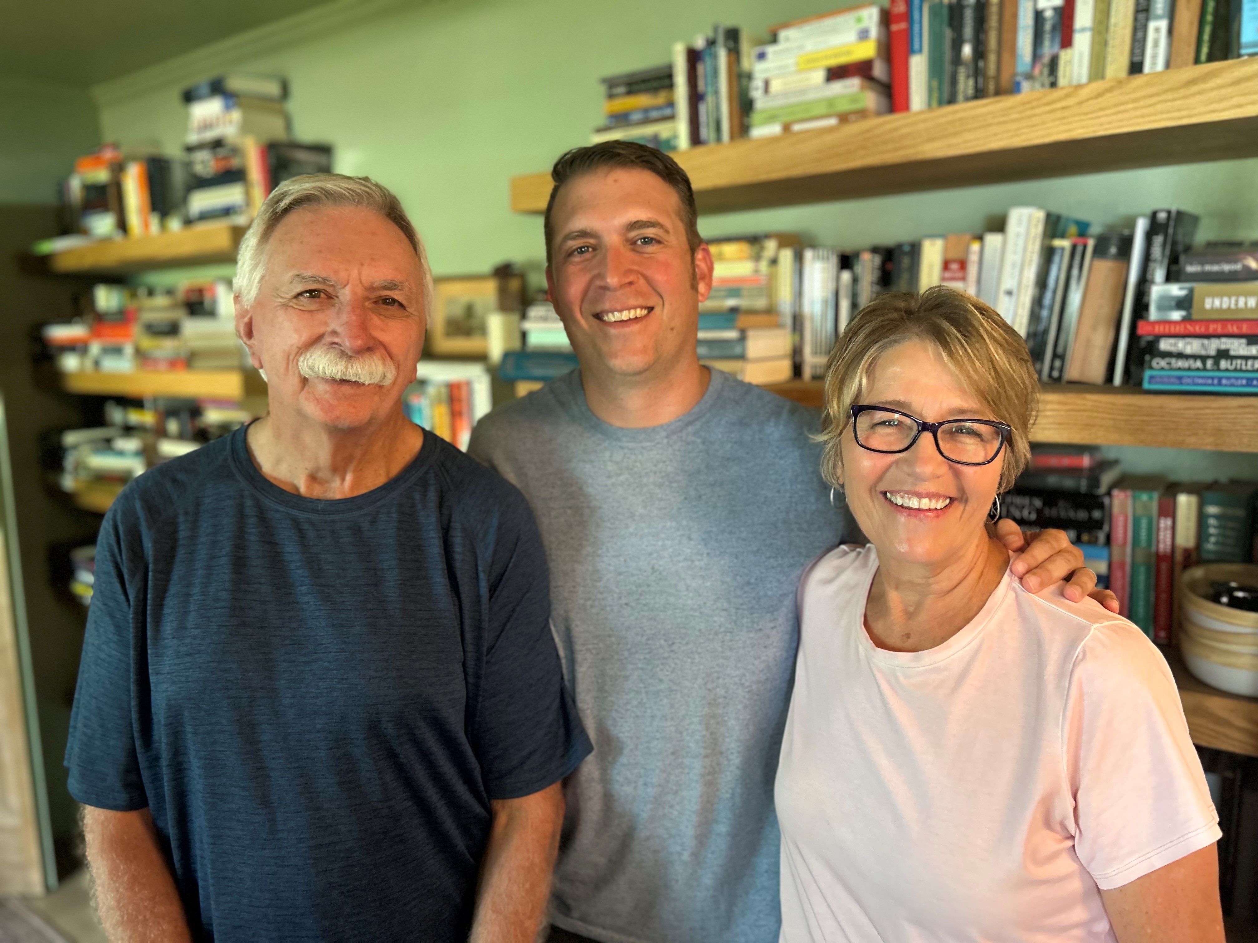 Randy Nickerson, left, followed in the footsteps of his son, Joel Nickerson (center), and wife, Ava Nickerson (right), and donated a kidney to a stranger last month at Texas Health Harris Methodist Hospital Fort Worth..