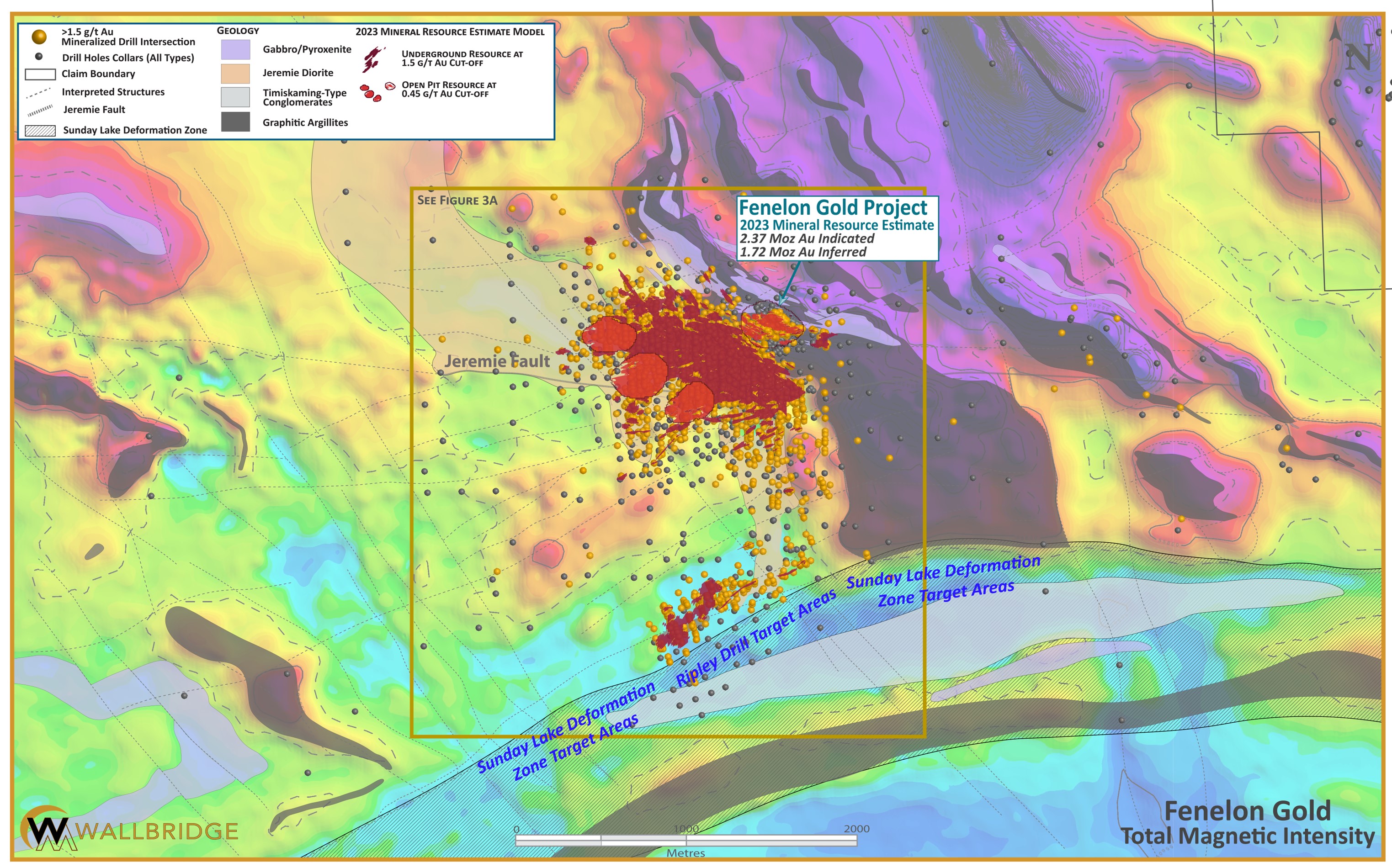 Figure 2. Fenelon Gold, Total Magnetic Intensity and Geology