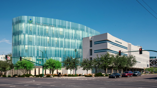 A rendering of the Ivy Brain Tumor Center's new global headquarters. The five-story building will be the largest translational research center dedicated to brain tumor drug development in the world. Construction is expected to be completed in early 2023. It will be located on the Dignity Health St. Joseph’s Hospital and Medical Center campus in Phoenix, AZ. Photo Credit: Devenney Group, Ltd. Architects

