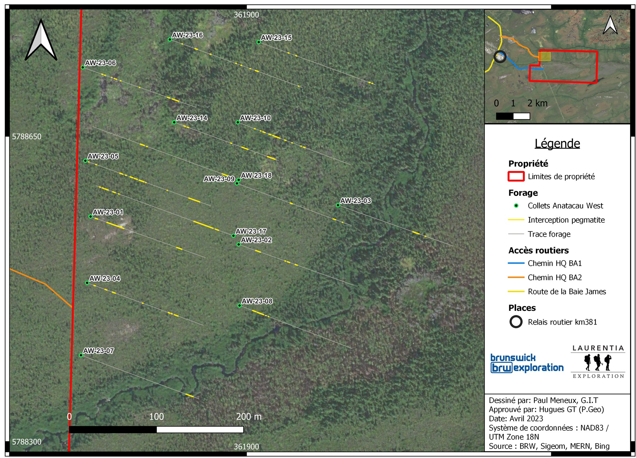 Vue en plan des sondages
