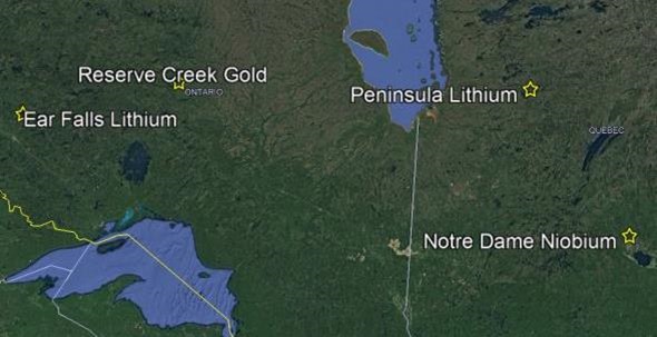 Figure 3: SLAM Lithium, Niobium and Gold* Projects In Ontario And Quebec