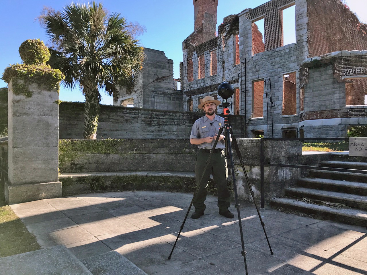 The 360-degree camera being used to capture footage at Cumberland Island, Georgia.
