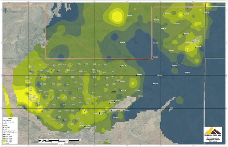 Figure 4 - Drill hole and Channel Sample Locations - Recent Sample Locations in Blue