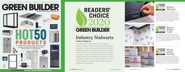 To learn more about Green Builder's Reader's Choice, Hot 50 Products, and Brand Index, visit www.greenbuildermedia.com 