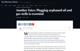 On June 18, 2023, Buffalo News published the op-ed shown above authored by Zefiro CEO Curt Hopkins on the topic of plugging orphaned oil and gas wells in the state of New York.