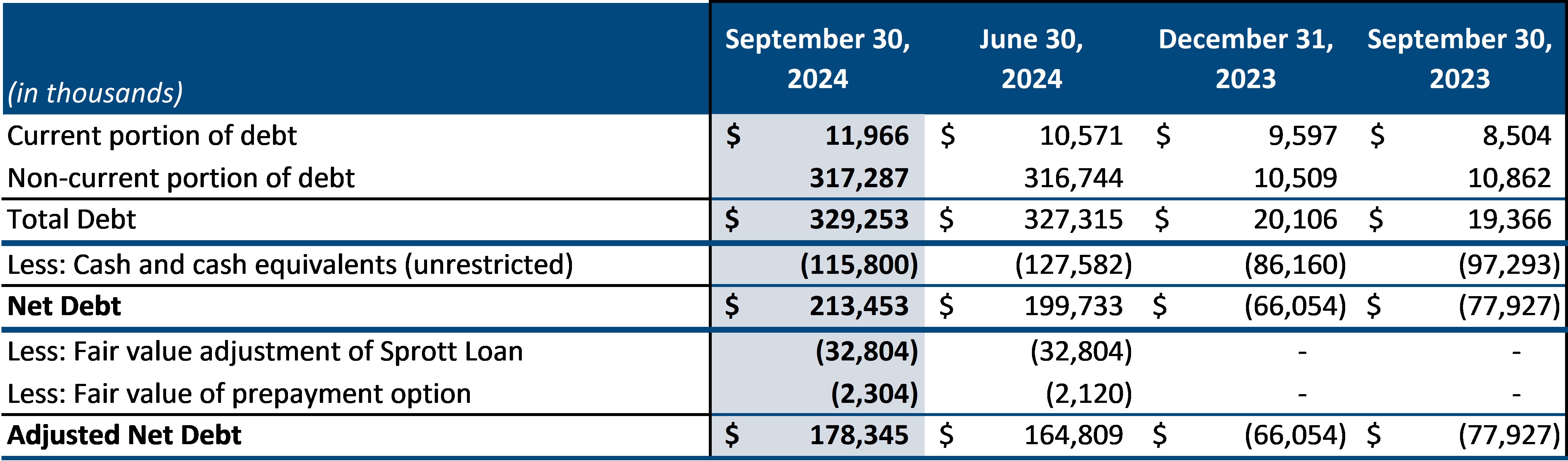 NET DEBT and ADJUSTED NET DEBT