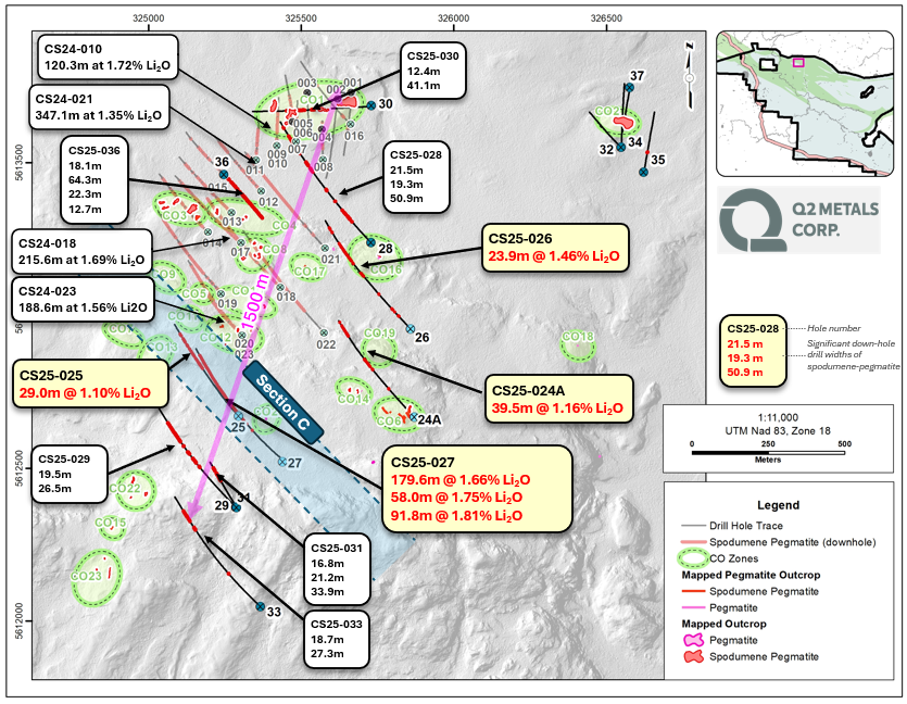 Figure 1. Map of Recent Drill Holes with Analytical Results at Cisco Property