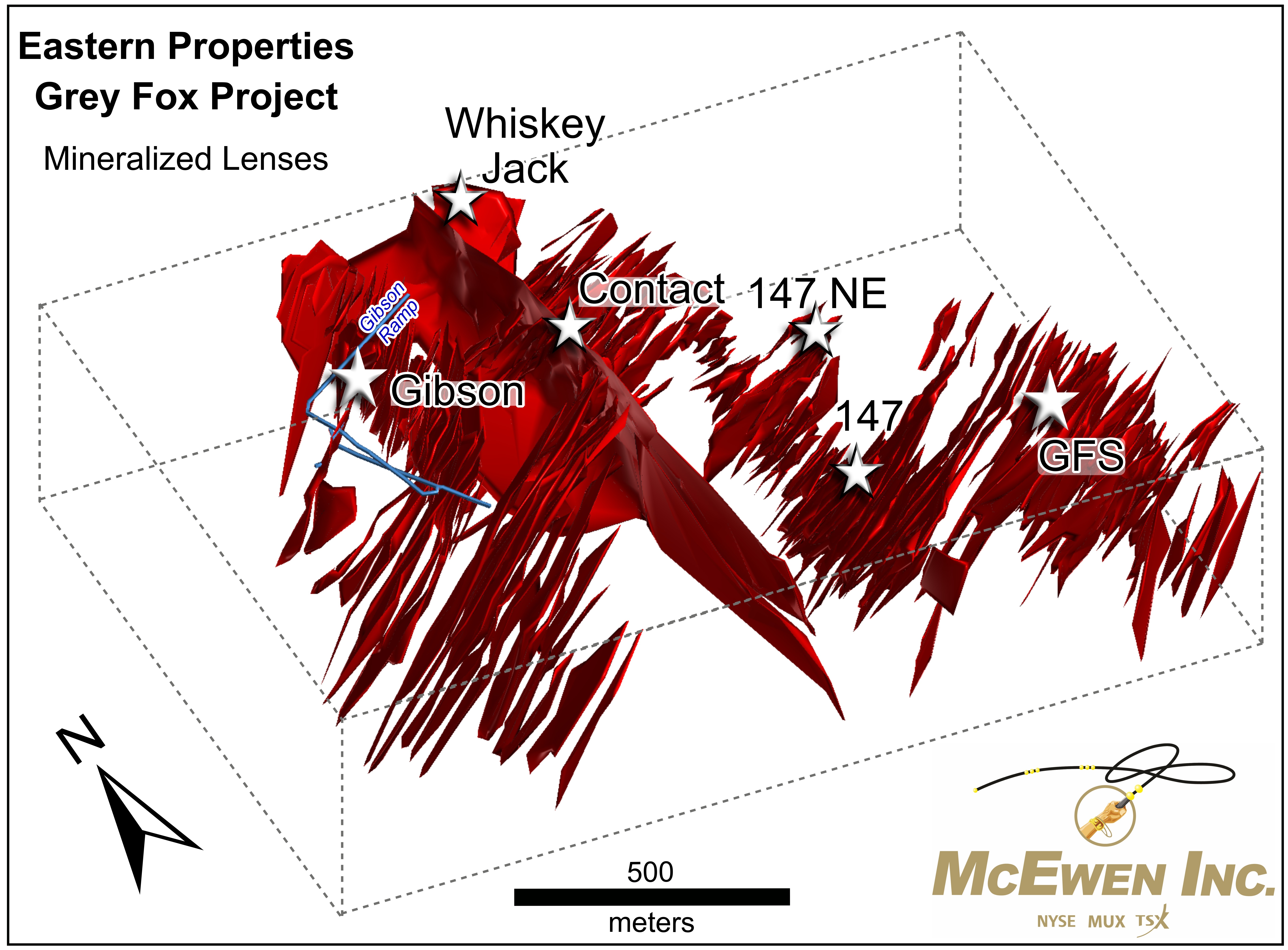 Figure 5. 3D View of Updated Mineralization Model at Grey Fox image