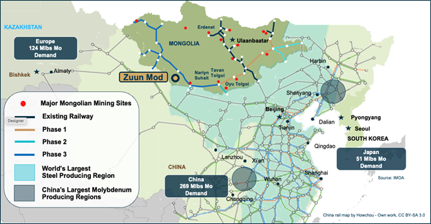 Zuun Mod Project Location & Regional Molybdenum Supply & Demand