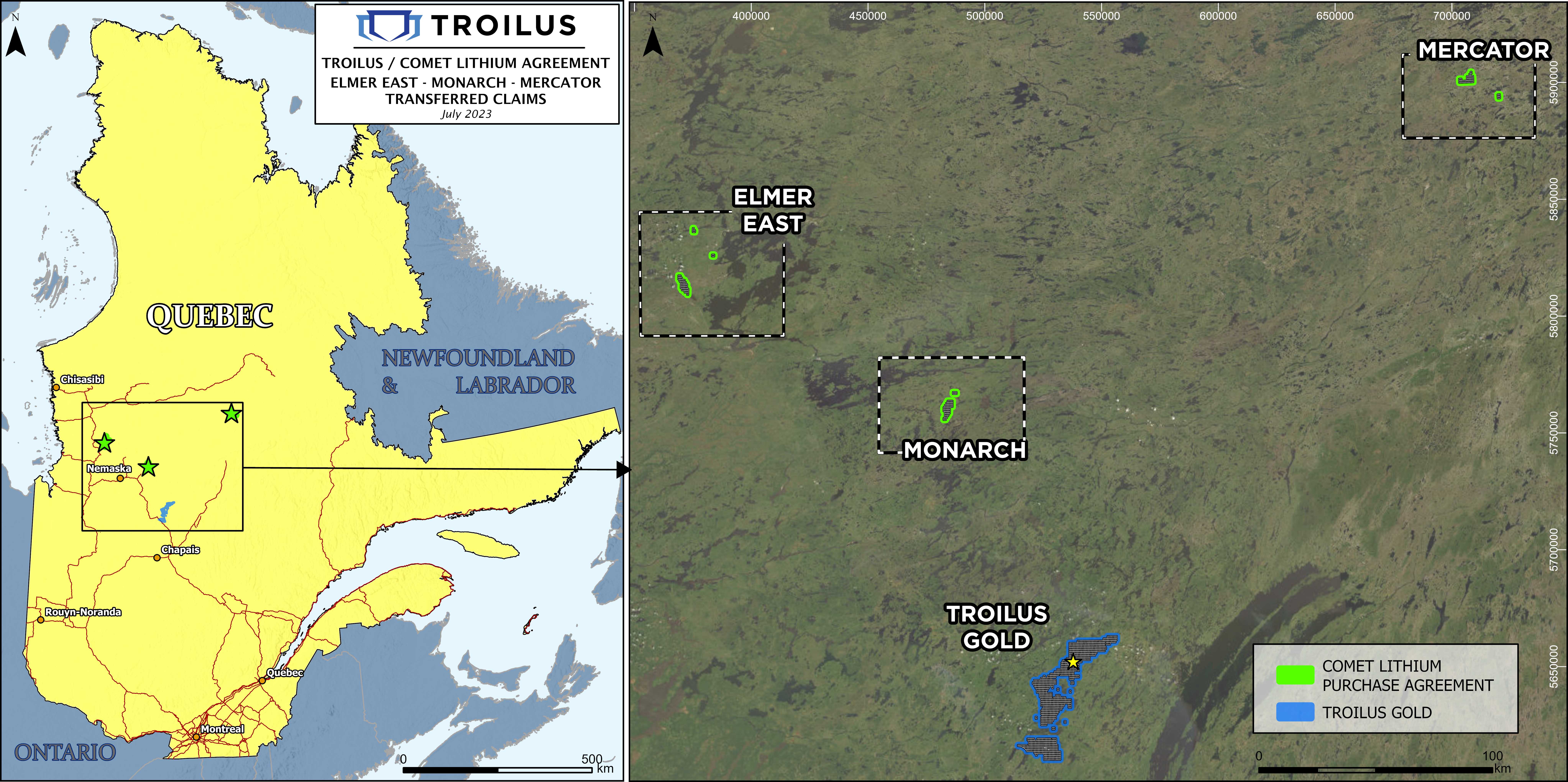 Troilus Announces Sale of Select Non-Core Properties to