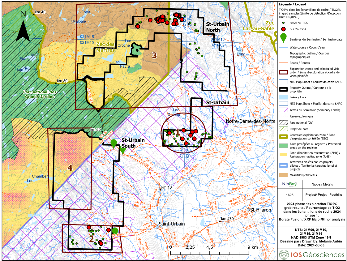 Zone de prospection de juin 2024 et localisation des échantillons