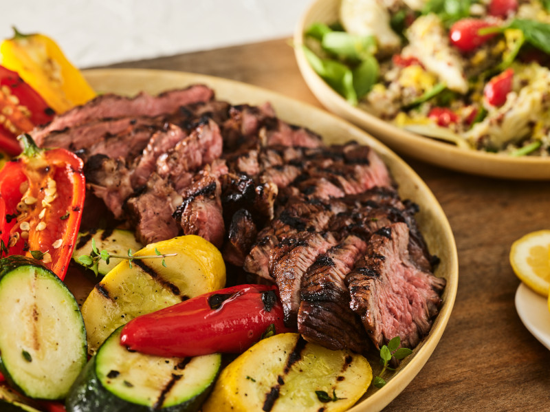 Mediterranean Grilled Chuck Steak with Garden Grilled Vegetables