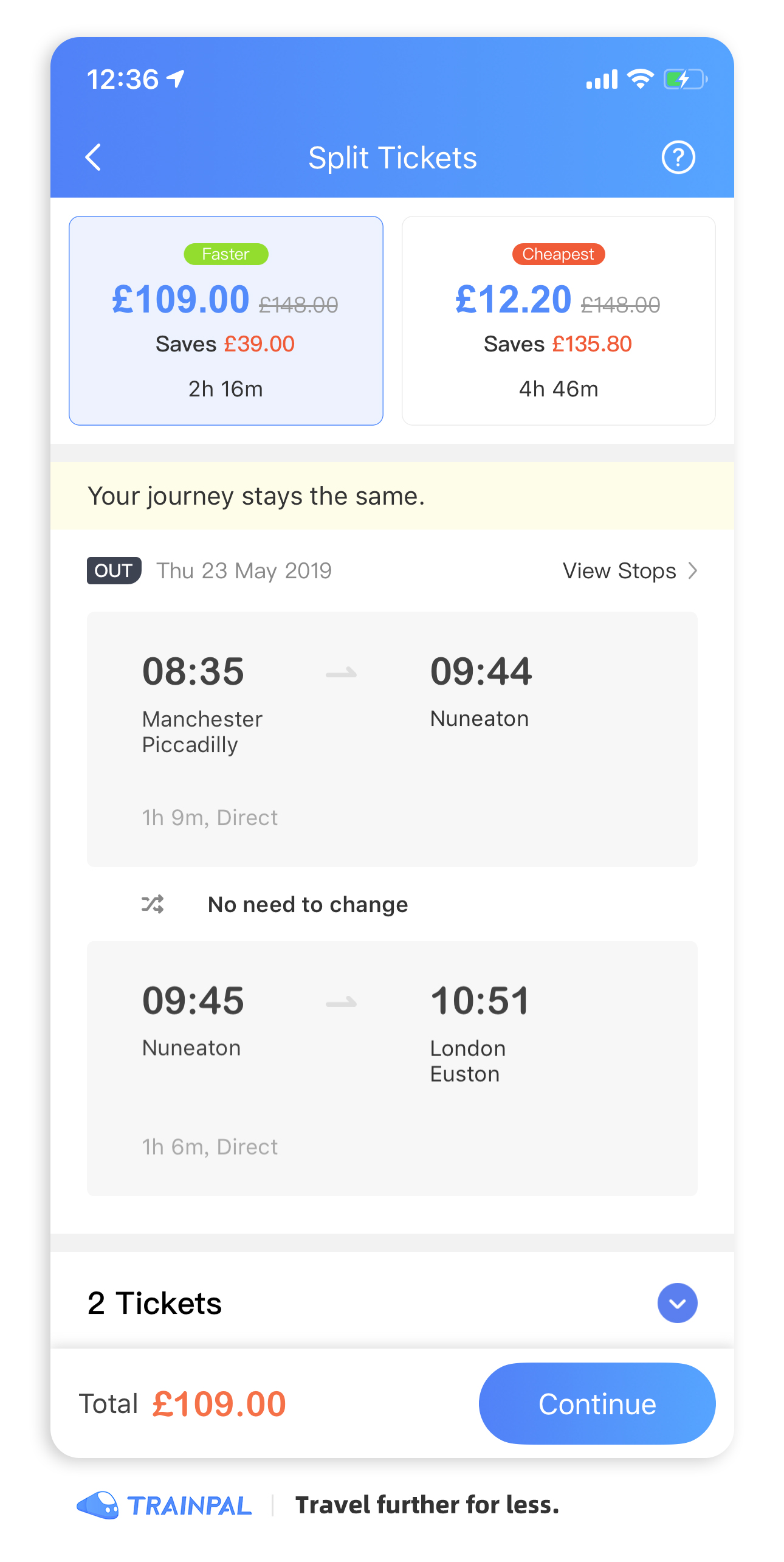 TrainPal - Fixed Split Ticketing