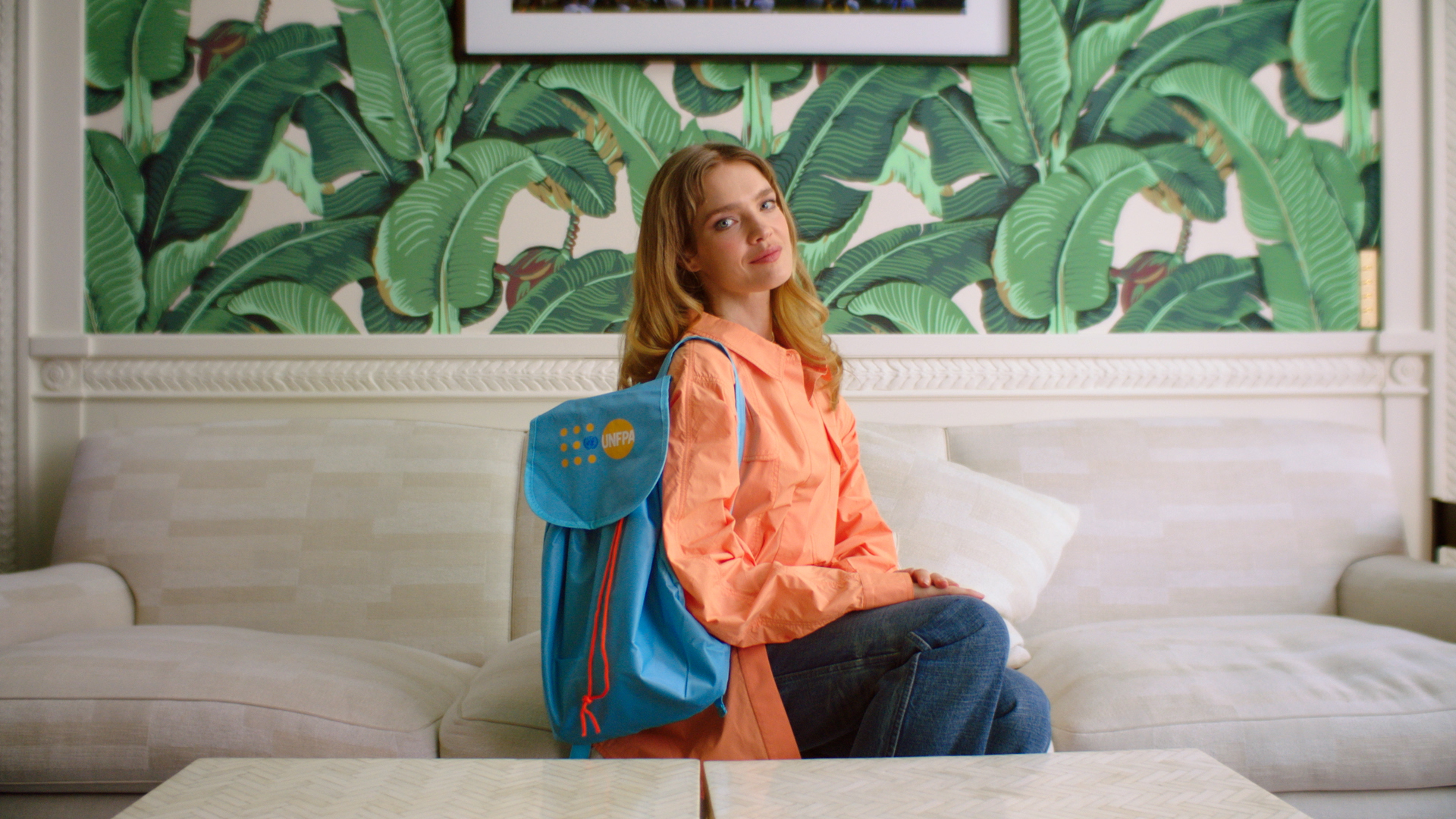 Natalia Vodianova with a UNFPA dignity kit