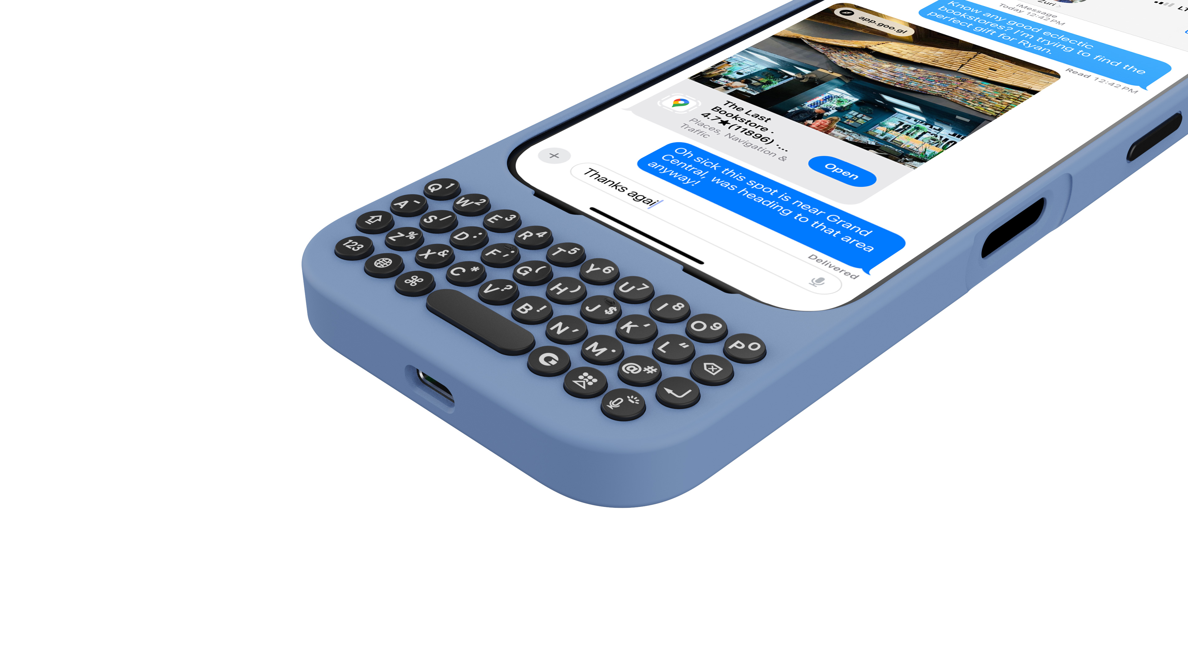 Reclaim up to 50% more usable display for content with Clicks for iPhone 16 (shown in Surf).