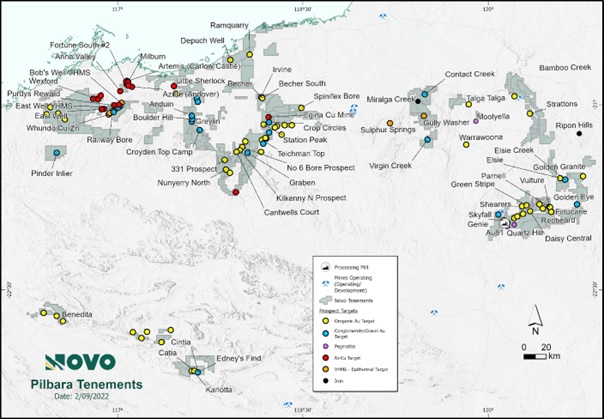 Figure 1: Novo’s Pilbara holdings, including key targets.