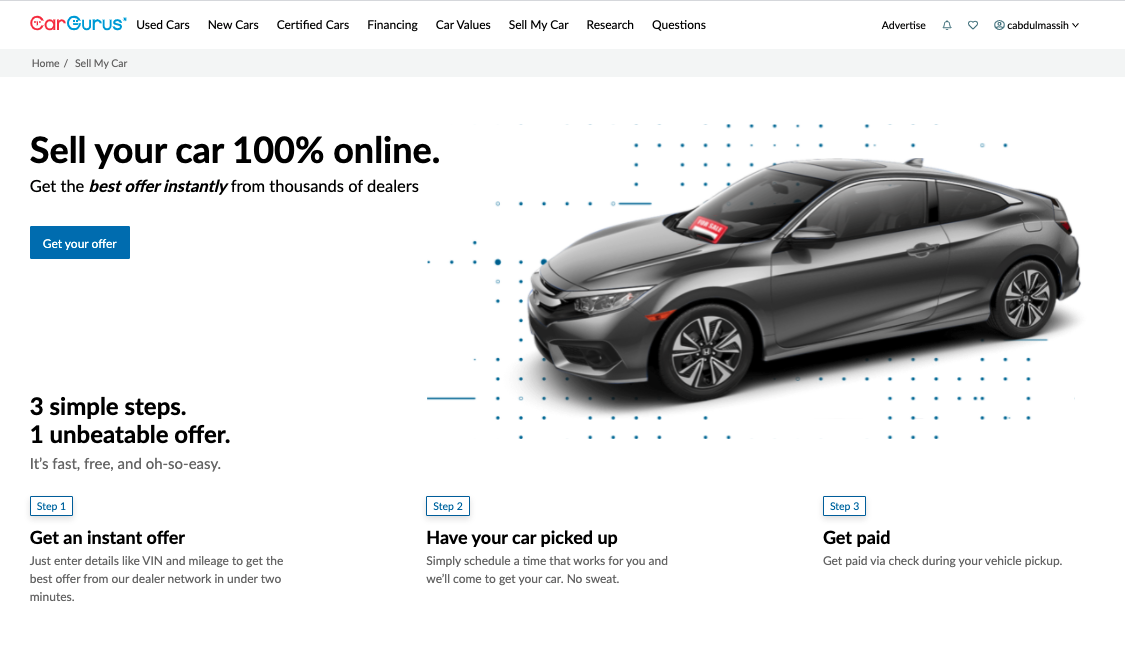 Consumers Can Sell Vehicles 100 Online with CarGurus Instant Max