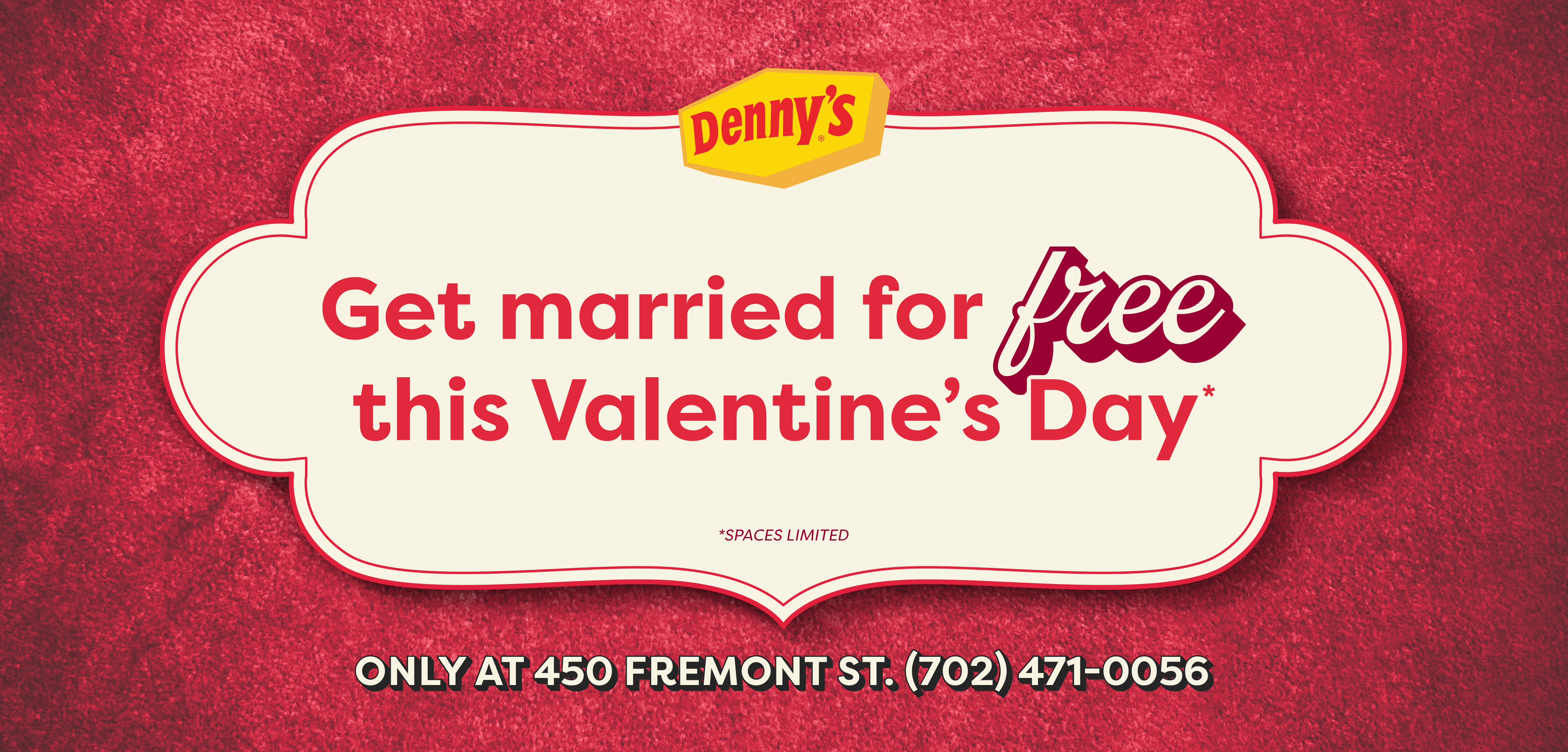 Get married for free on Valentine's Day in Denny's Vegas Wedding Chapel