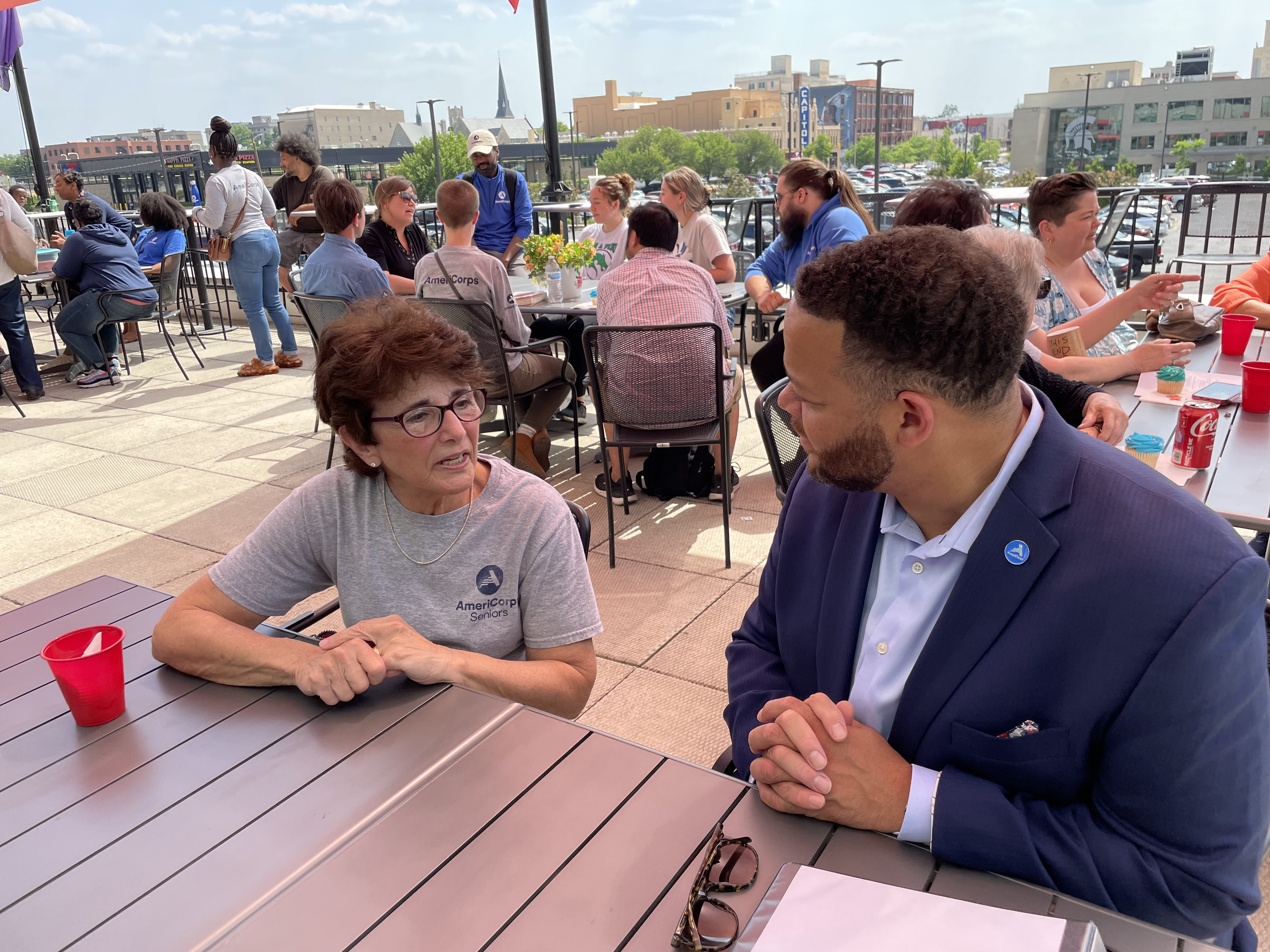 AmeriCorps CEO talks with AmeriCorps Seniors volunteer