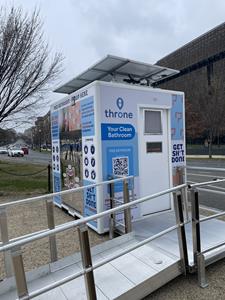Throne, a smart, self-monitoring, semi-permanent bathroom will be available to the public in Washington D.C. March-May 2023.