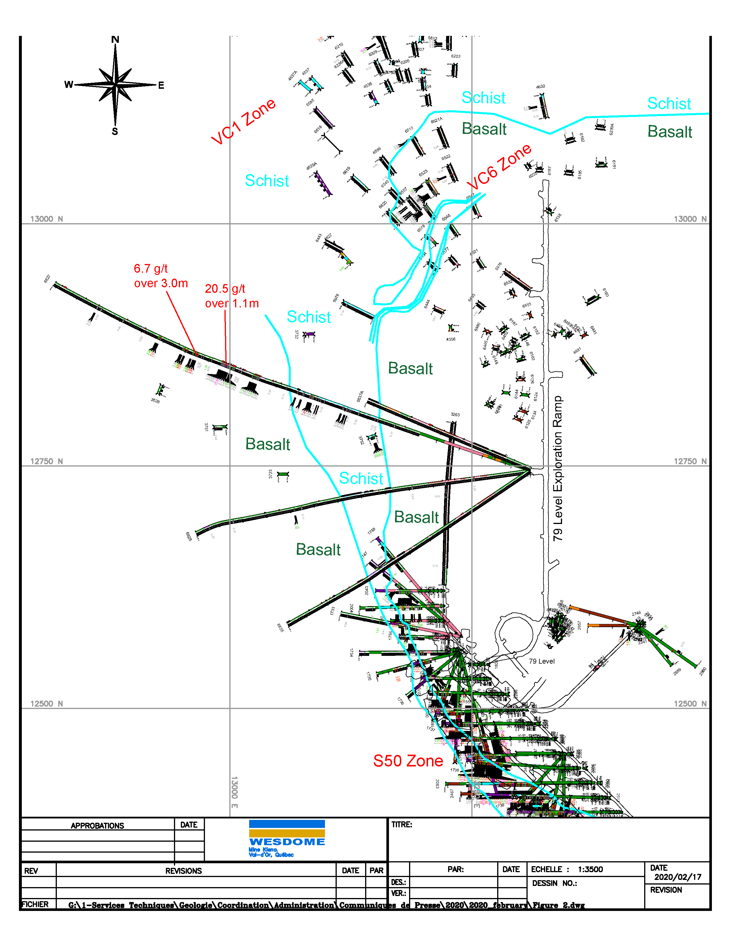 02-18-2020Figure 2 - Plan View of 79 Level Drilling