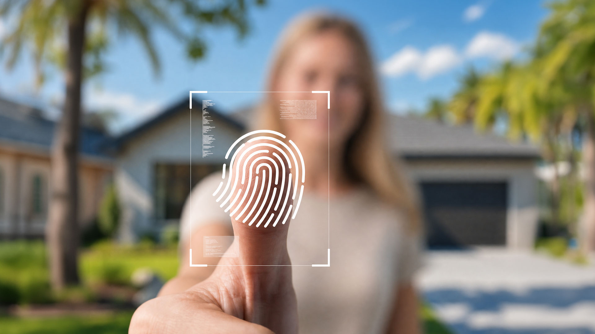 woman use fingerprint to unlock