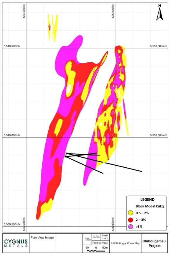 Figure 4: Plan des forages intercalaires à Corner Bay