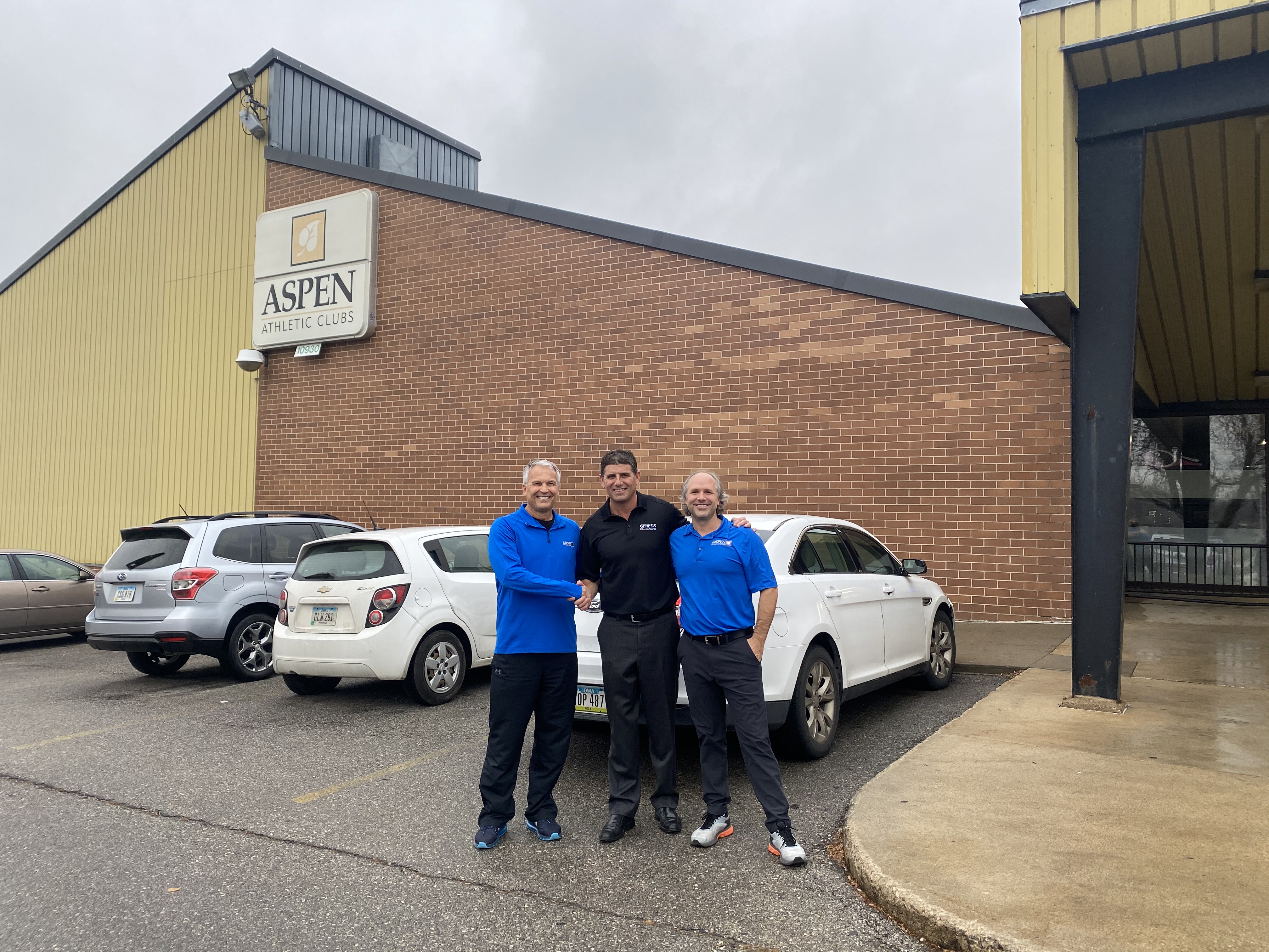 Rod Sears (L) and Luke Aduddell (R), Aspen Athletic Clubs Co-Owners with Genesis Health Clubs President and Owner Rodney Steven II (C)