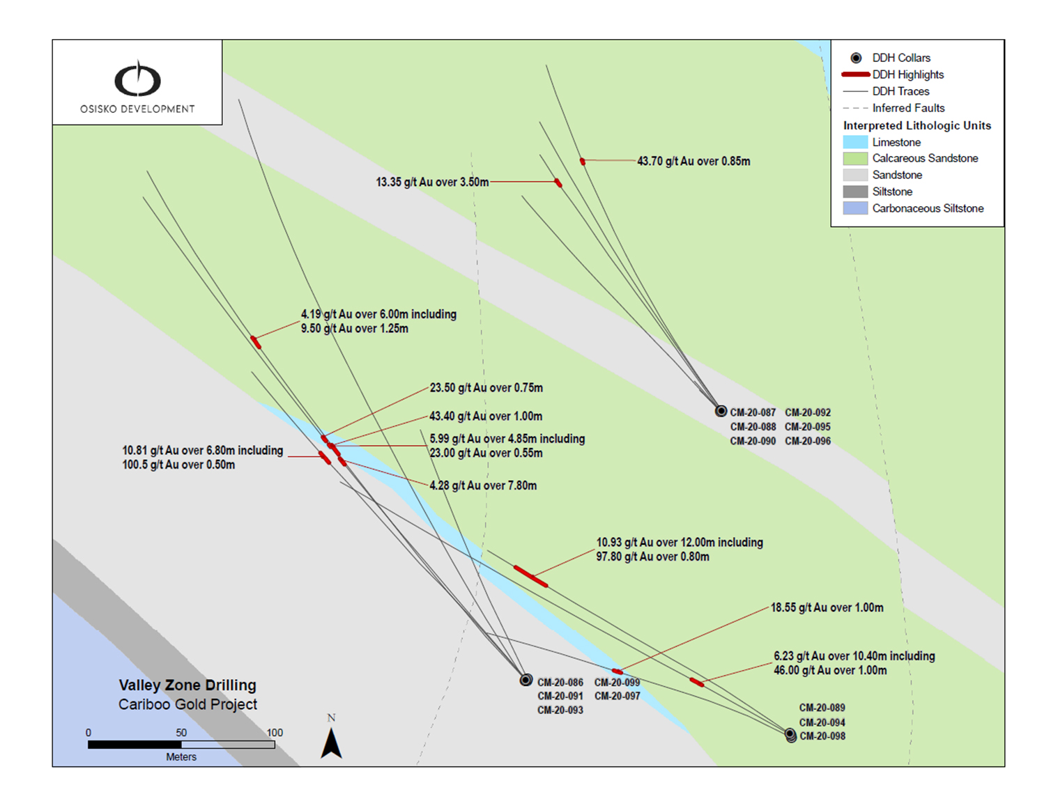 Figure 2: Valley Zone plan map of drill hole locations