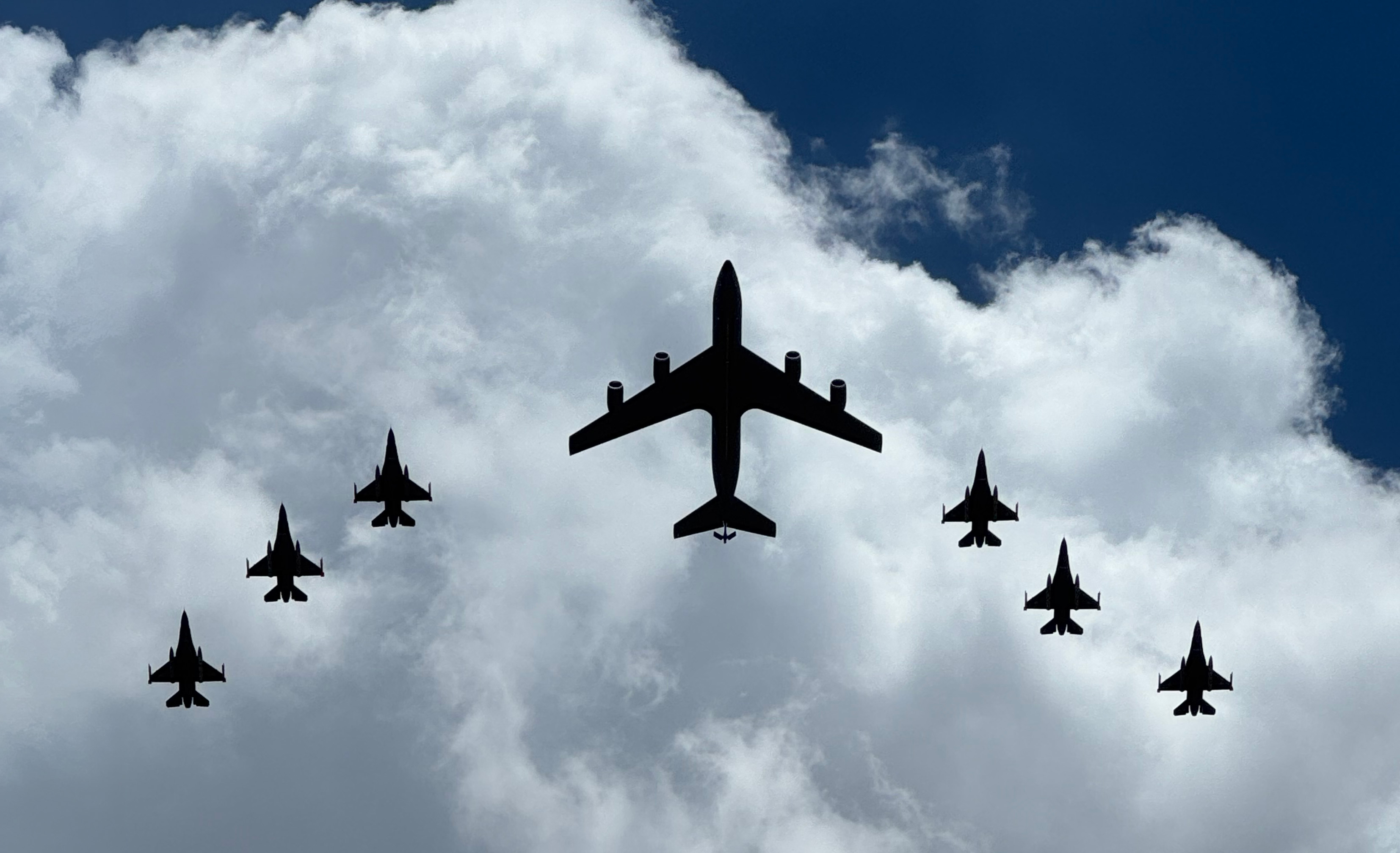 FAA’s F-16 fleet flies in formation above Argentina