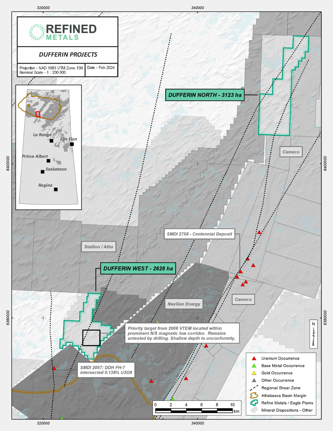 Project Map reflecting the results of certain historic exploration work on the Project and in the Project area. This information was gathered from historic exploration work conducted on the Project, including from SMDI descriptions and assessment reports filed with the Saskatchewan Governments. The Company has not had a qualified person independently verify this information. Information regarding exploration work in the Project area is not necessarily indicative of the mineralization (if any) present at the Project.