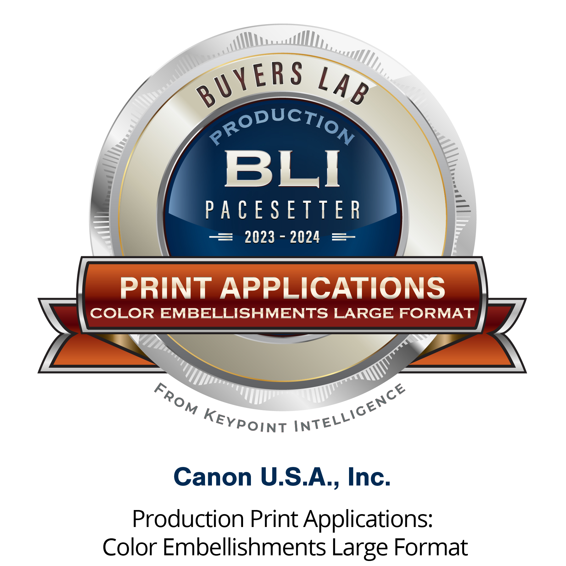 Canon awarded the Buyers Lab (BLI) 2023-2024 Pacesetter Award in Production Print Applications: Color Embellishments Large Format